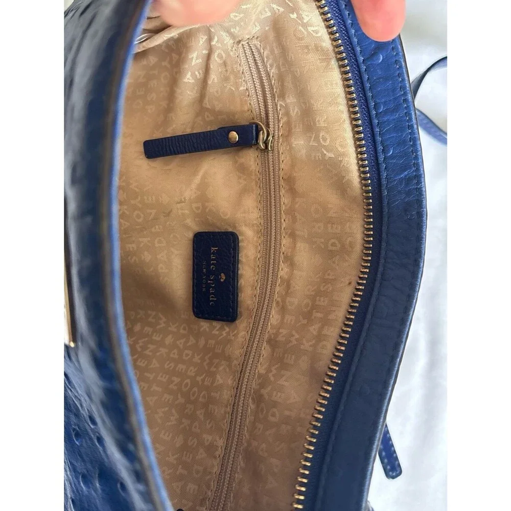 Kate Spade New York Blue Crossbody Bag | Textured Leather | Gold Hardware